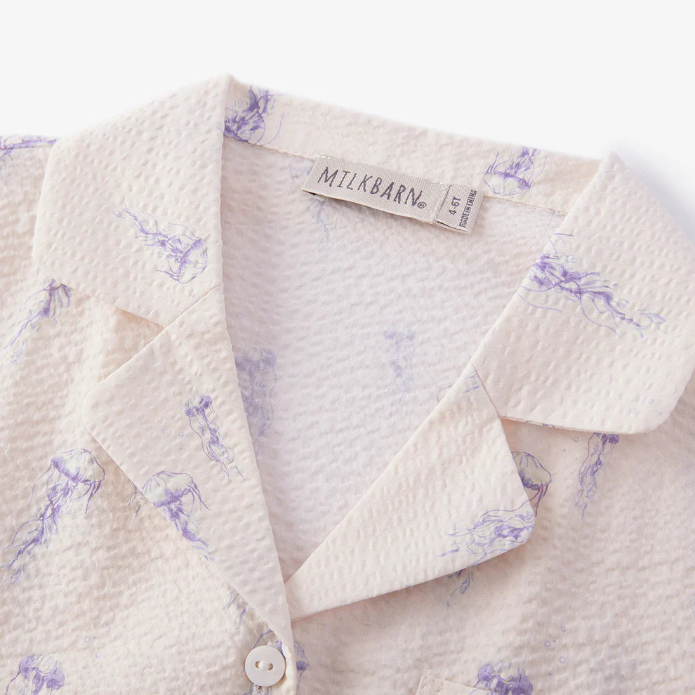 Sunset Jellyfish Button-Up Two Piece Set